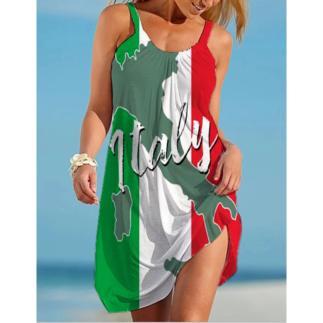 Women'S Fashion Portugal - Italy Flag Dress Women Fashion Beach