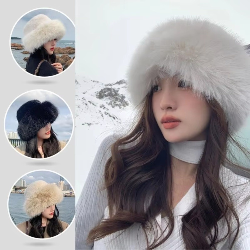 Bucket Hat Women - Fashion Headwear Fluffy Fur Winter Hat