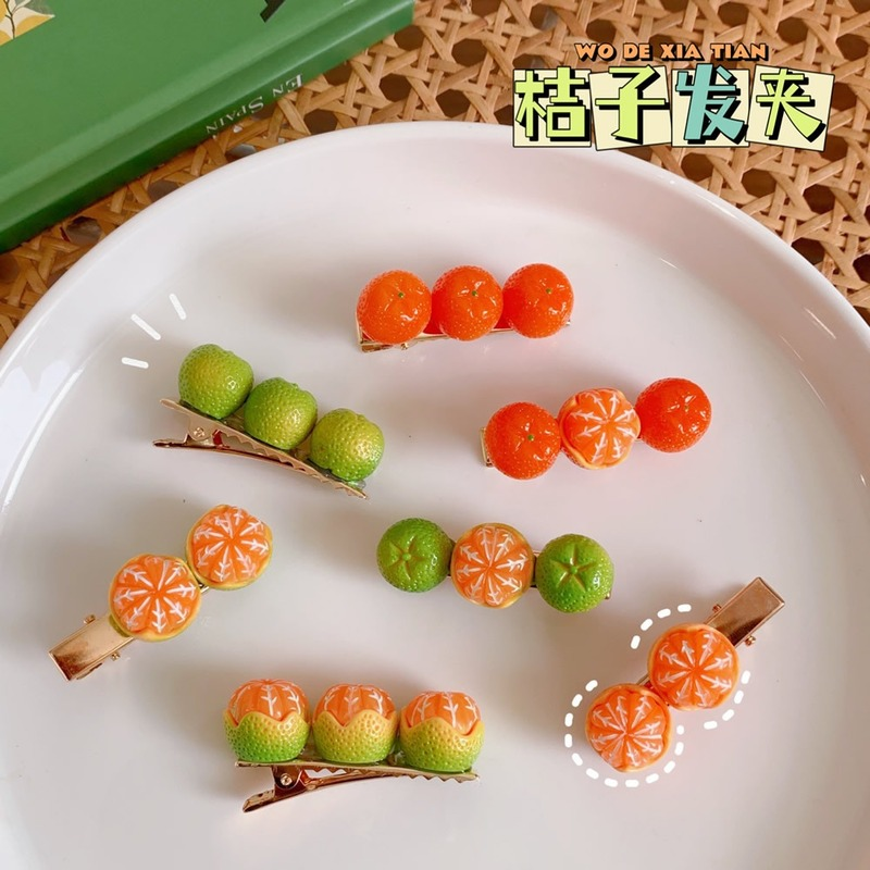 Women Fashion Fun - Creative fun half-peeled orange hairpin cute