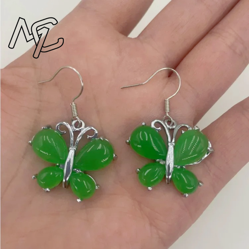 Women'S Fashion Jewellery - S925 Silver Green Jade Butterfly Pendant