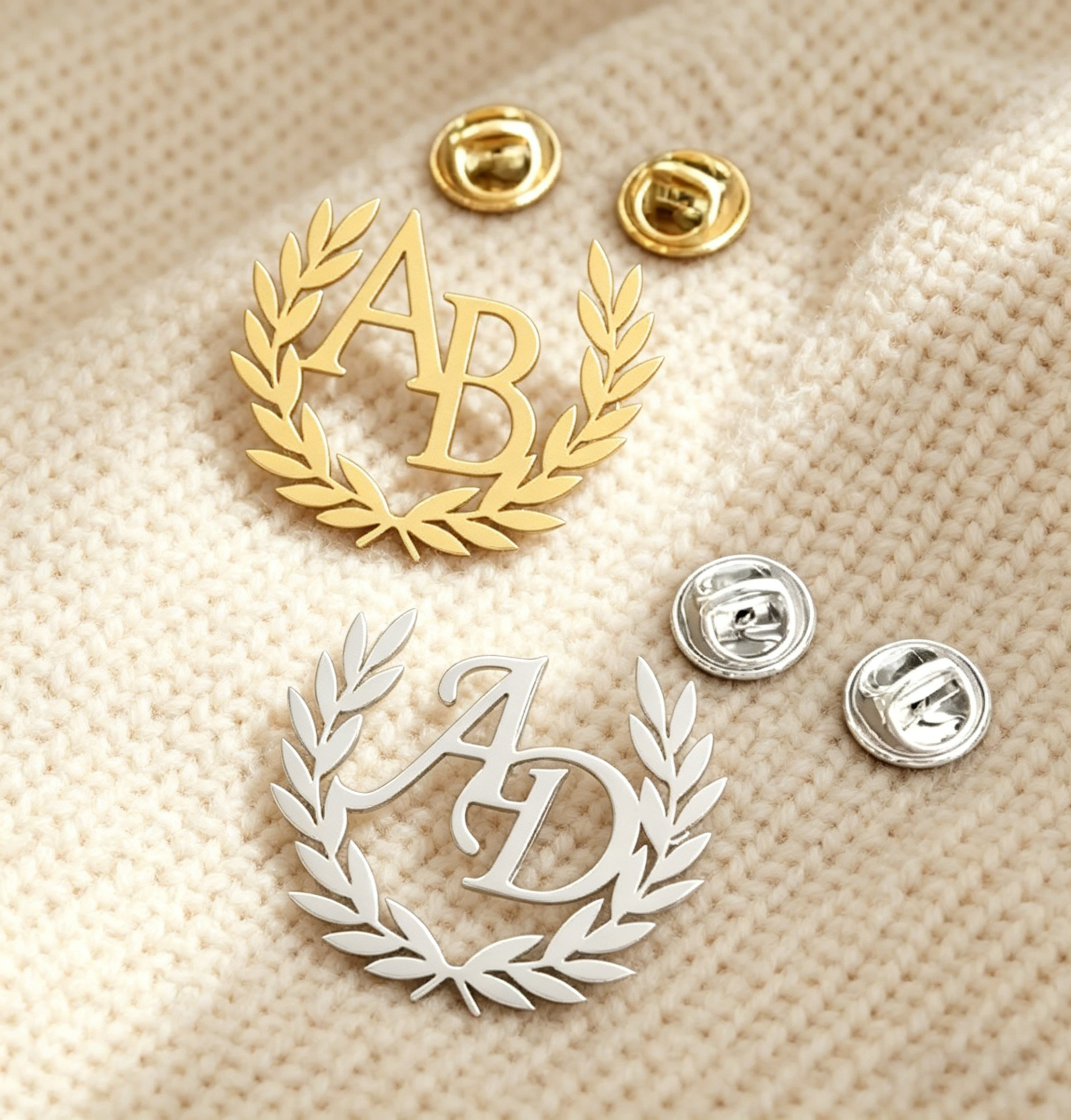 Women Fashion Fun - Olive Branch Custom Name Initial Brooch
