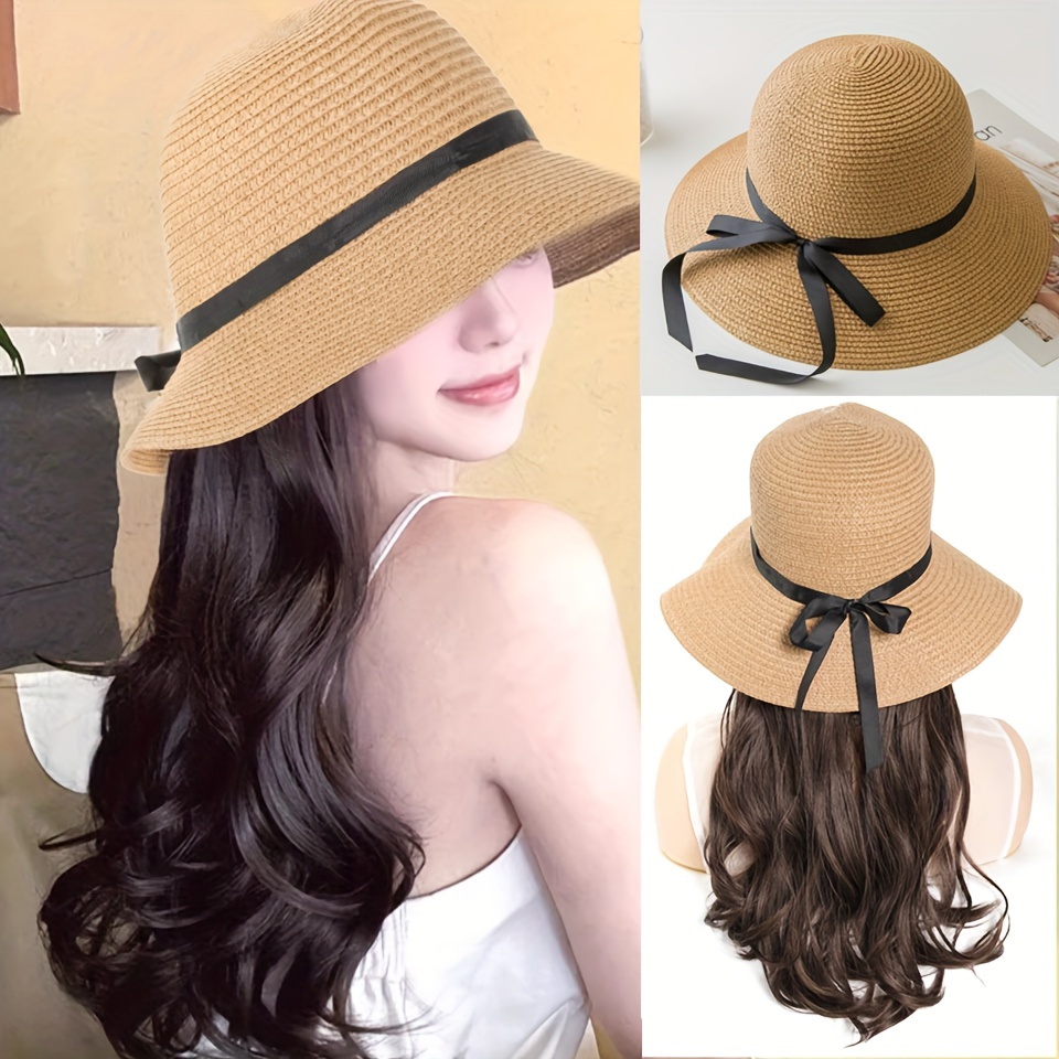 Bucket Hat Women - Long body wave Hat Wig, Long