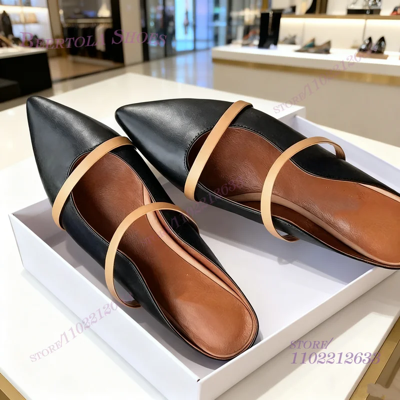 Women'S Fashion Belts - Flat Mules Half Round Pointed Toe