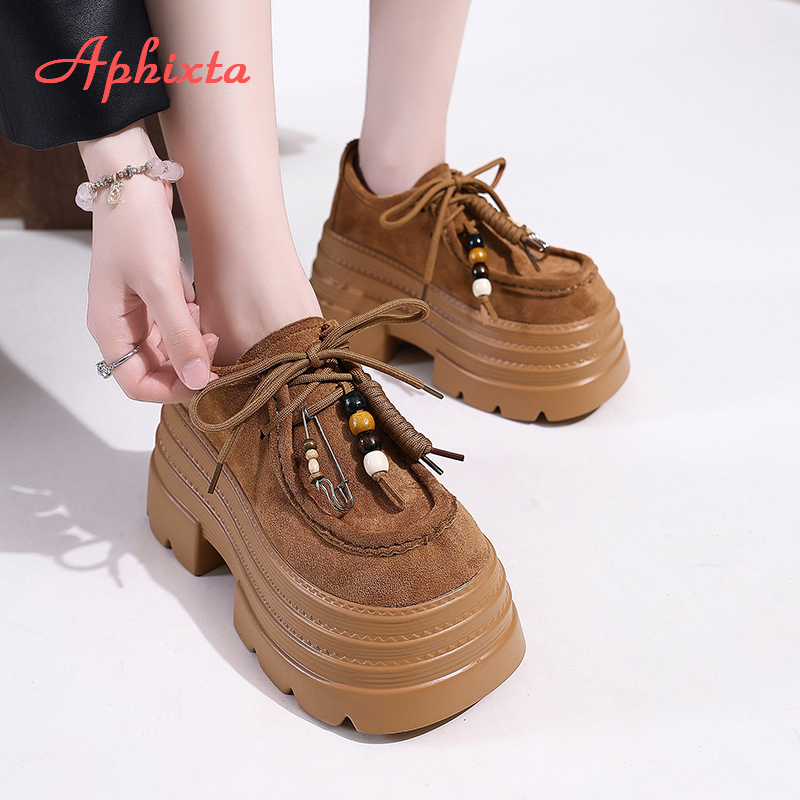 Women'S Fashion Korea - Aphixta Suede Upper Fringe Dec Women