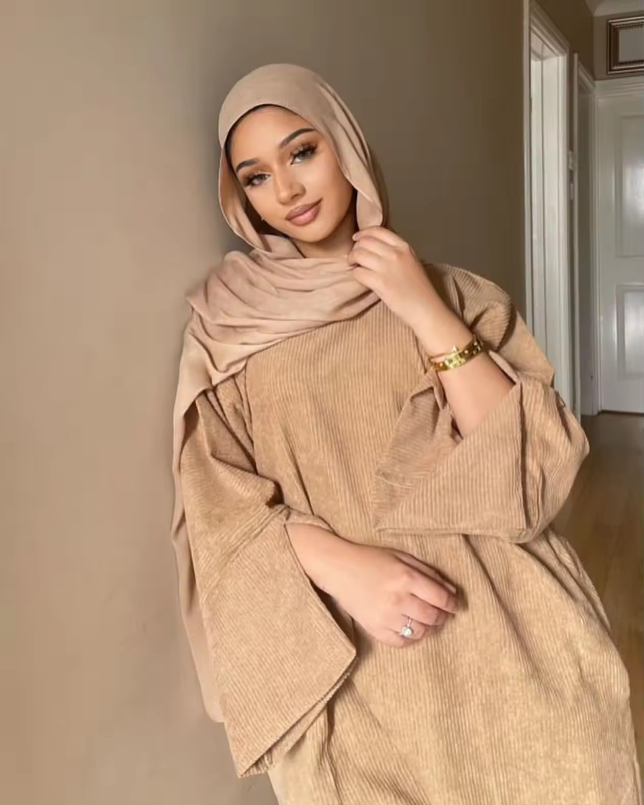 Turkey Women Fashion - Corduroy Ramadan Dubai Abaya Dress Luxury