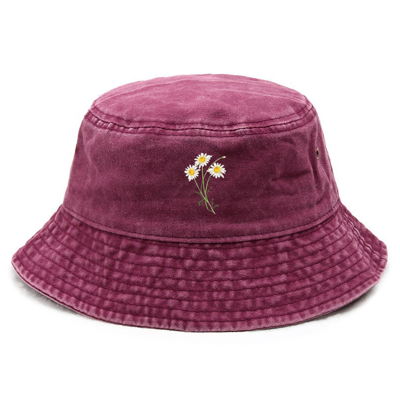 Bucket Hat Women - Customize Flower Cotton Washed Bucket Hat
