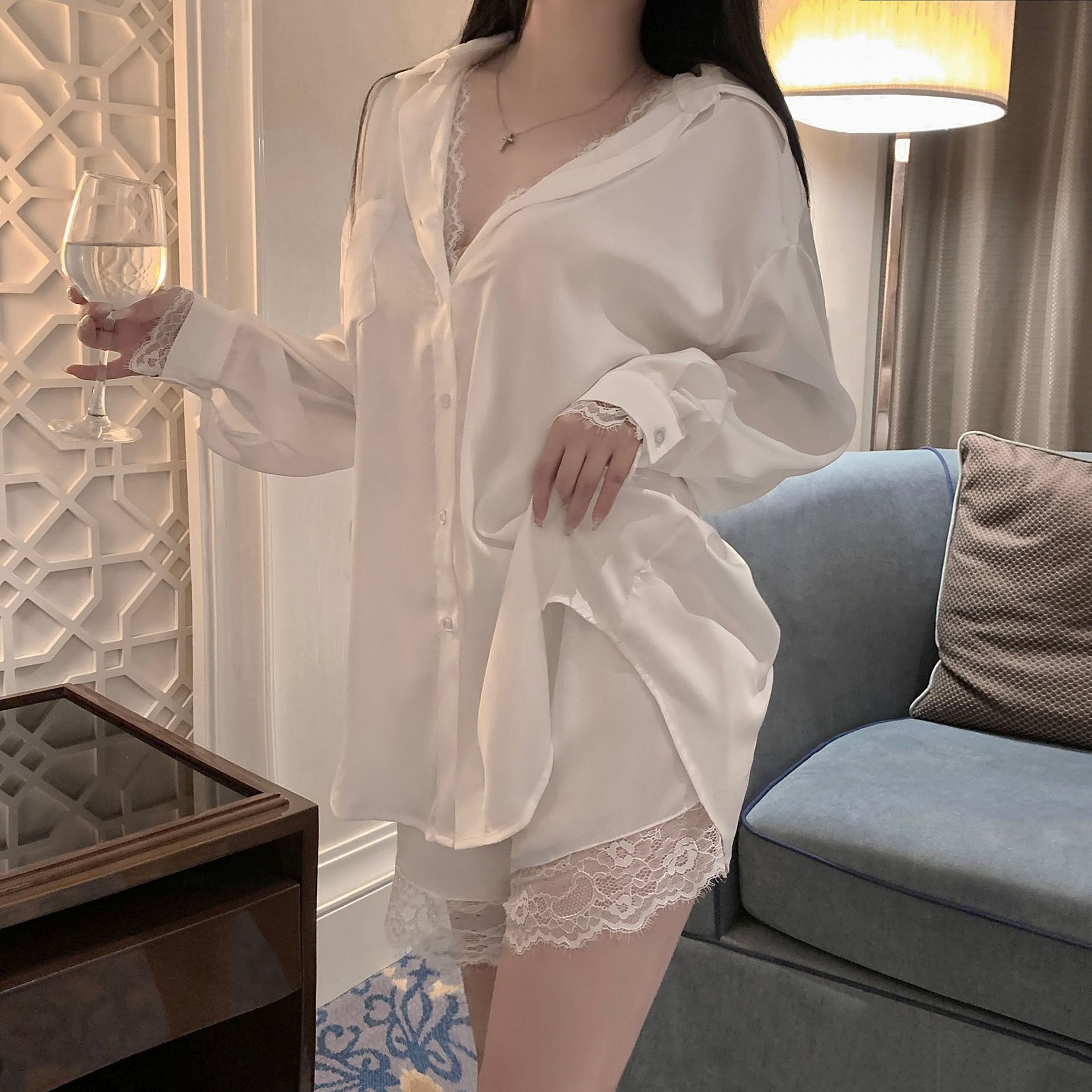 Women'S Fashion Kilt - Ladies sexy boyfriend style shirt sexy