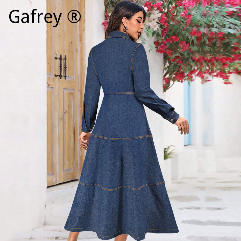 New Fashion Denim Jean Shirt D - Belted Shirt Dress reseña y precio