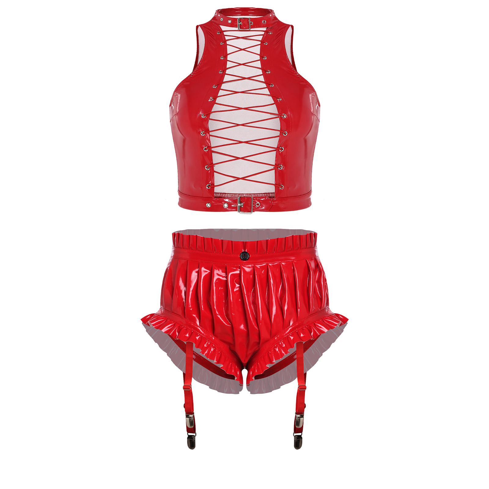 Womens Wet Look PU Leather Clu - Crop Top Women reseña y precio