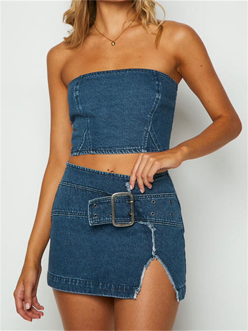 Sexy Denim 2 Piece Sets Women  - Women Fashion Jeans Top reseña y precio