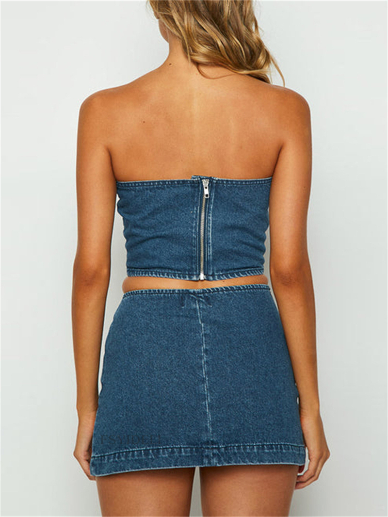 Sexy Denim 2 Piece Sets Women  - Women Fashion Jeans Top reseña y precio