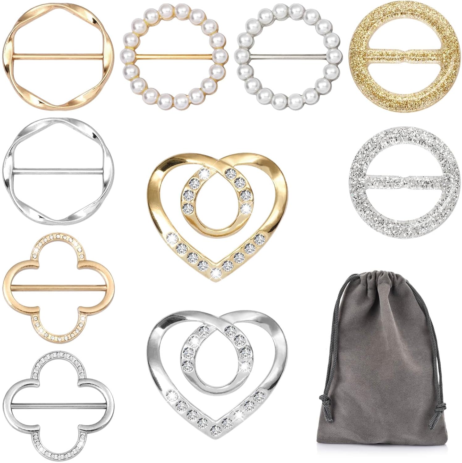 10Pcs Scarf Rings with Pearl & - Belted Shirt Dress reseña y precio