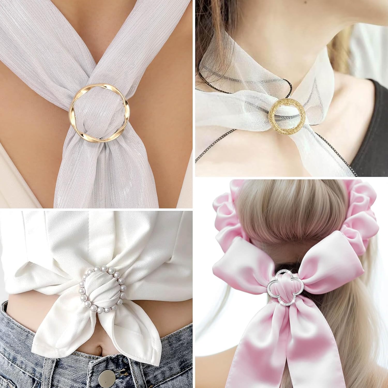 10Pcs Scarf Rings with Pearl & - Belted Shirt Dress reseña y precio