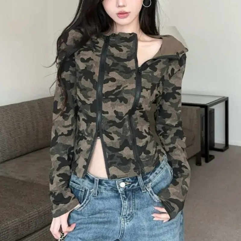 Women Camo Zip-up Hoodie Cropp - Women'S Fashion Zip Up Hoodies reseña y precio