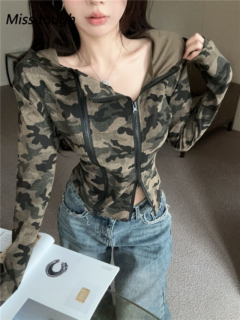 Women Camo Zip-up Hoodie Cropp - Women'S Fashion Zip Up Hoodies reseña y precio