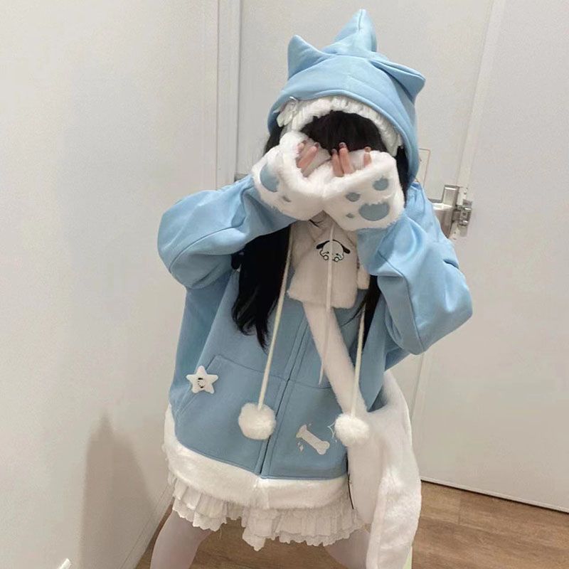 Japanese Cute Anime Embroidery - Women'S Fashion Zip Up Hoodies reseña y precio