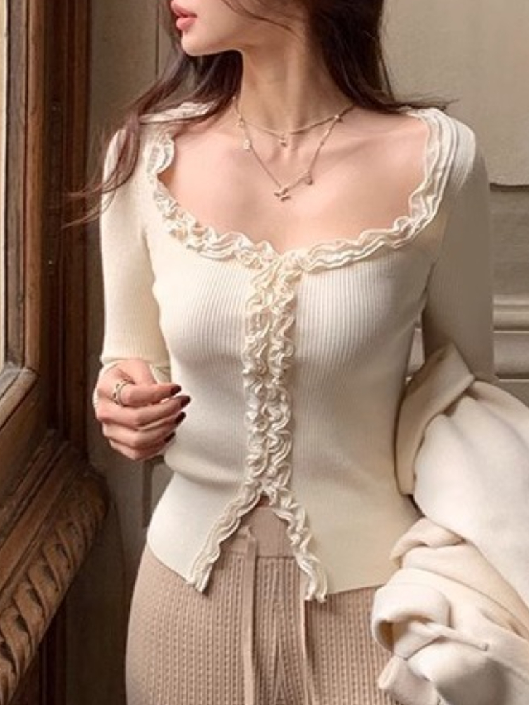 Autumn Long Sleeve Ribbed Slim - Ribbed Knit Sweater reseña y precio