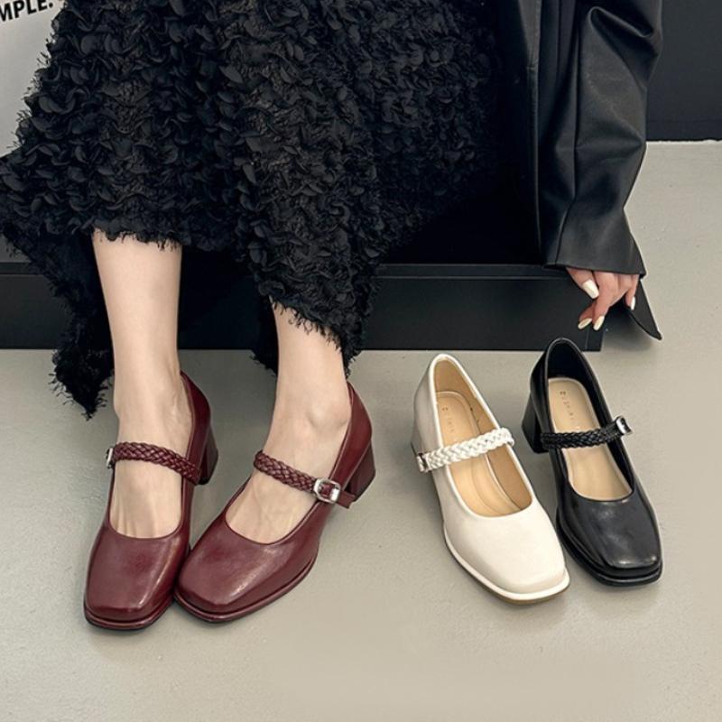 Spring Square Toe Thick Heel W - Women'S Fashion Korea reseña y precio