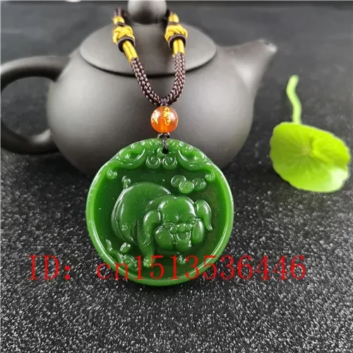 Natural Green Chinese Pig Carv - Women'S Fashion Jewellery reseña y precio