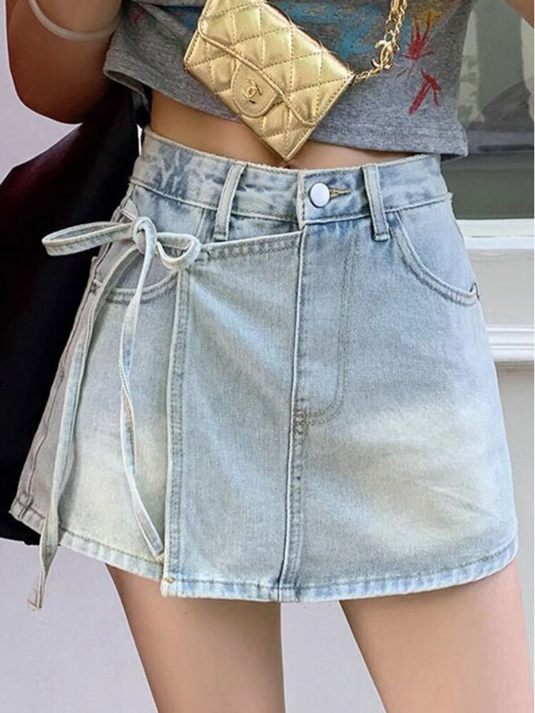 Women High Waist Denim Skort L - Denim Shorts Women reseña y precio