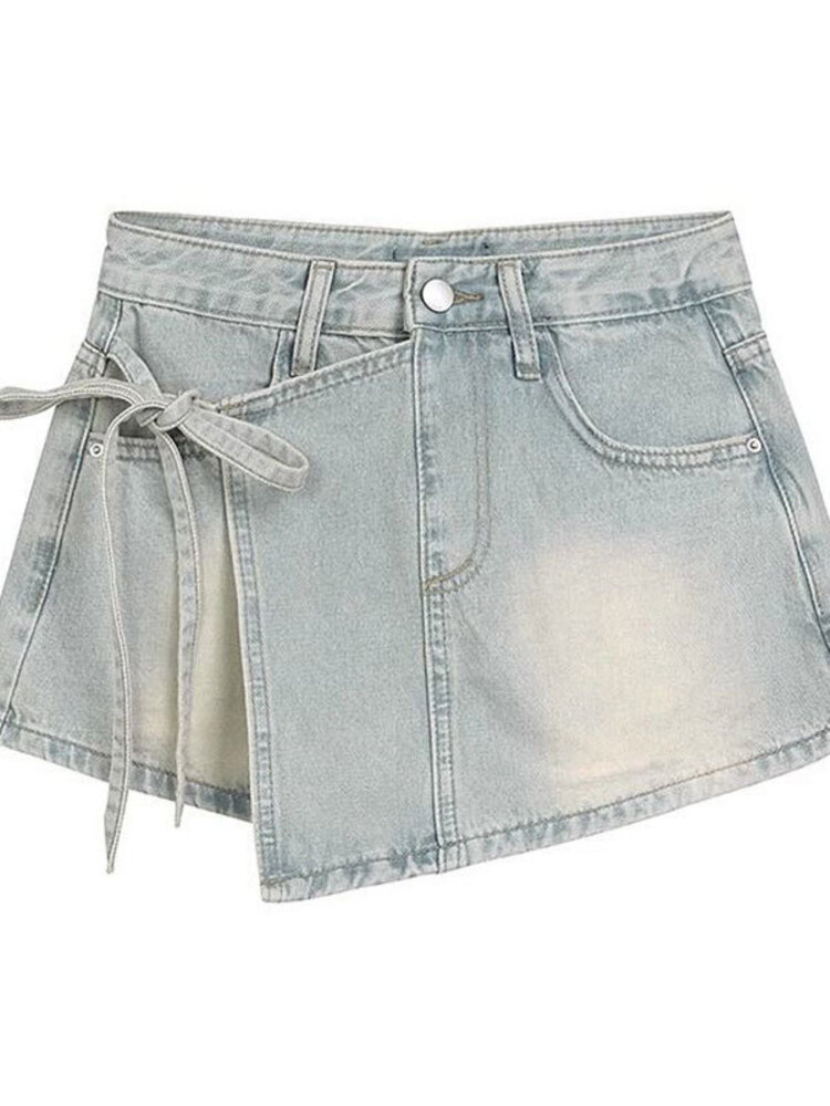 Women High Waist Denim Skort L - Denim Shorts Women reseña y precio