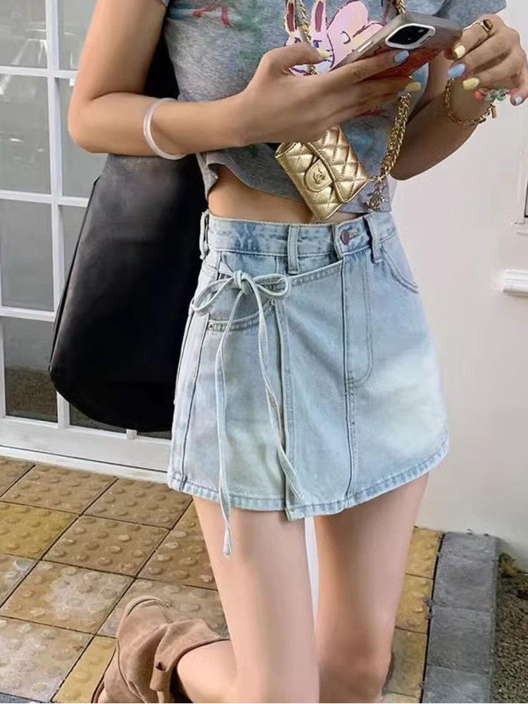 Women High Waist Denim Skort L - Denim Shorts Women reseña y precio