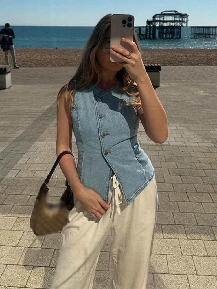 CPSYMYM Elegant Denim Vest Ski - Denim Shorts Women reseña y precio