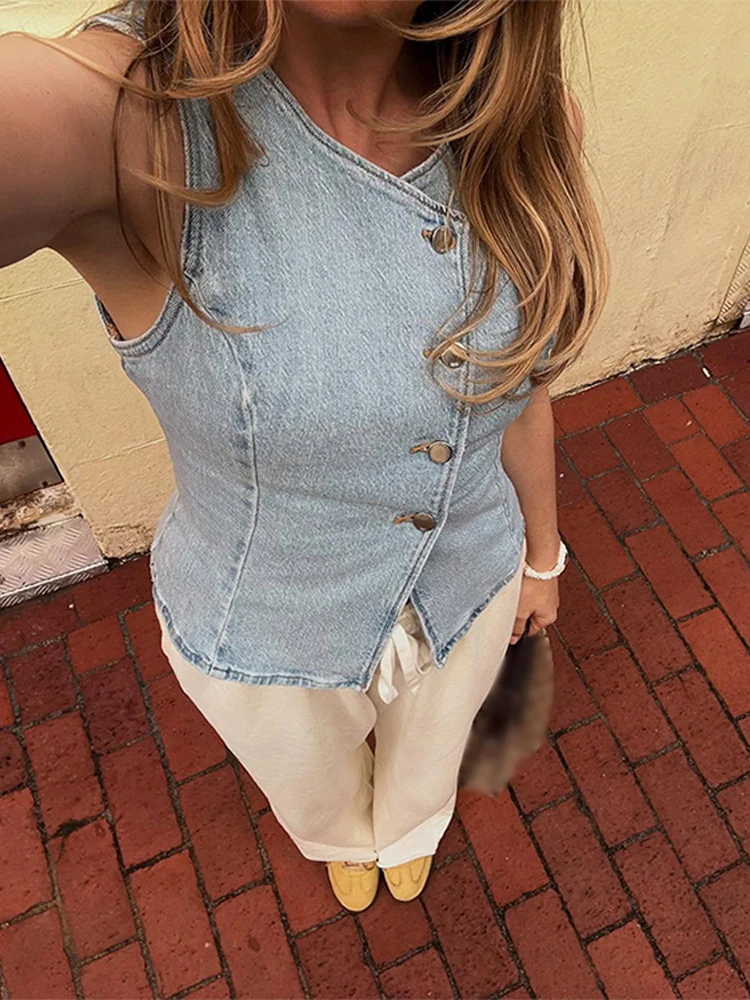 CPSYMYM Elegant Denim Vest Ski - Denim Shorts Women reseña y precio