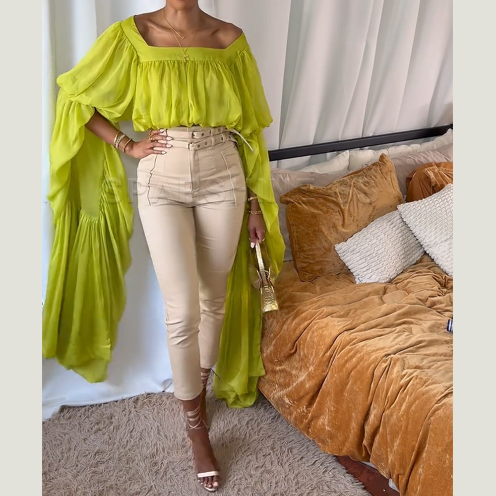 Women Chiffon Crop Top, Puff L - Crop Top Women reseña y precio