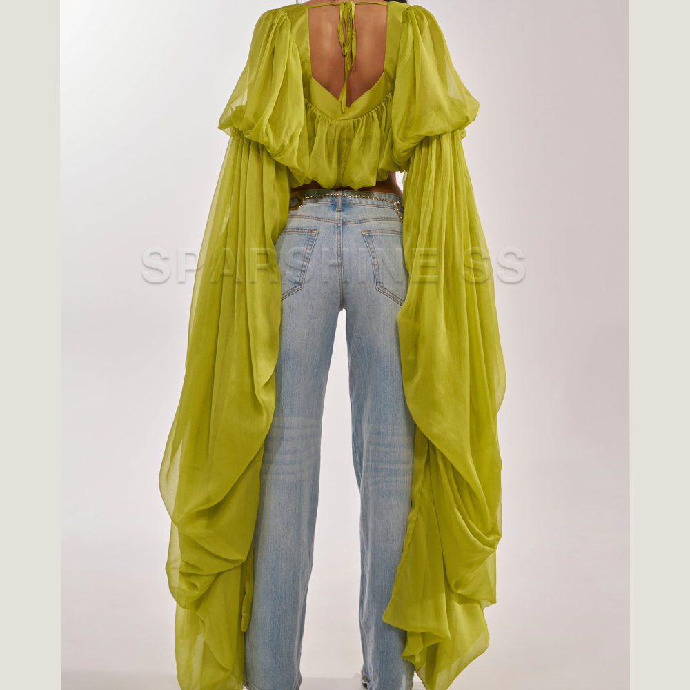 Women Chiffon Crop Top, Puff L - Crop Top Women reseña y precio