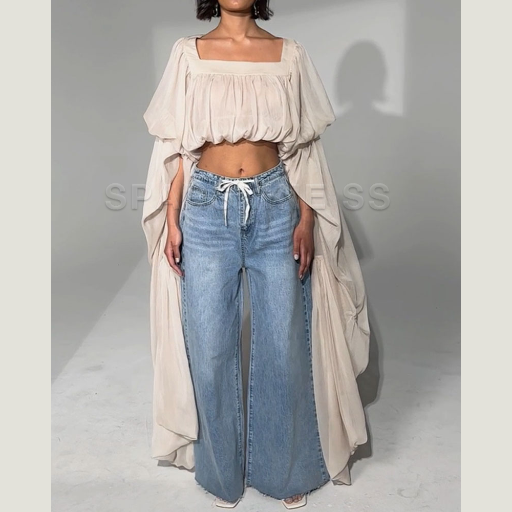 Women Chiffon Crop Top, Puff L - Crop Top Women reseña y precio