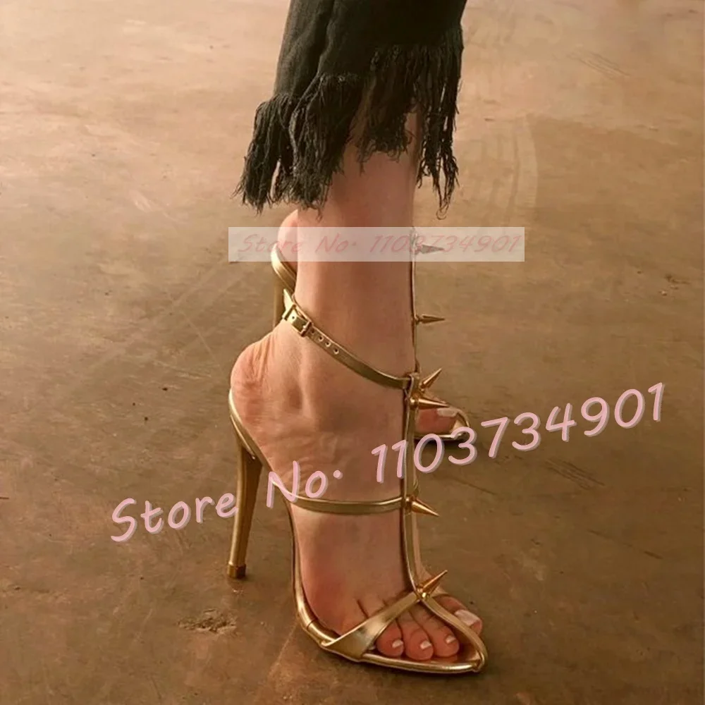 Gold Metal Rivets Ankle Strap  - Women'S Fashion Belts reseña y precio