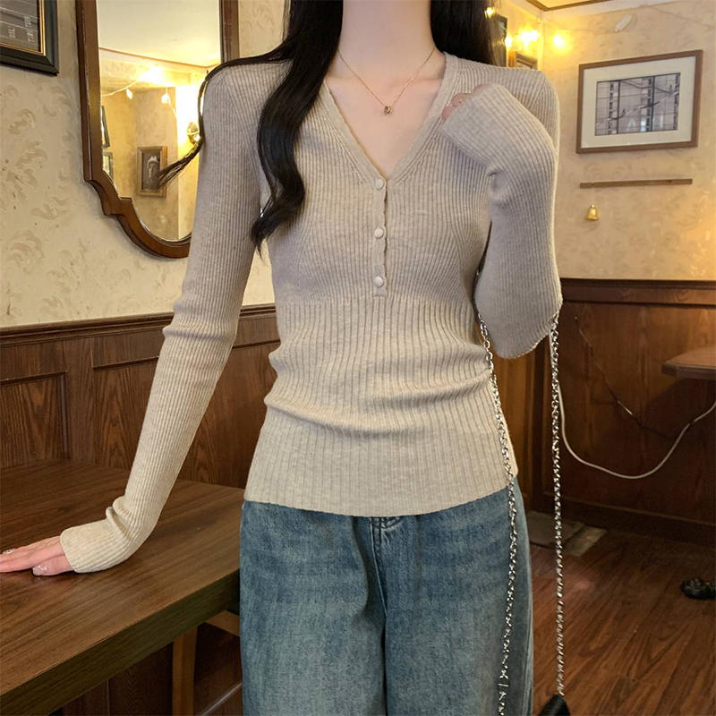 Stretch Slim Fit V-Neck Knitte - Ribbed Knit Sweater reseña y precio