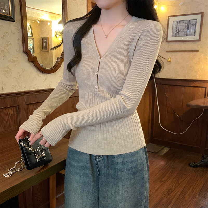Stretch Slim Fit V-Neck Knitte - Ribbed Knit Sweater reseña y precio