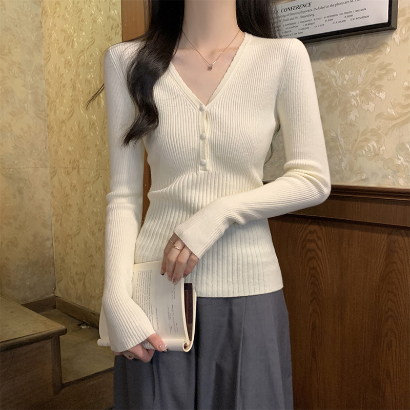 Stretch Slim Fit V-Neck Knitte - Ribbed Knit Sweater reseña y precio