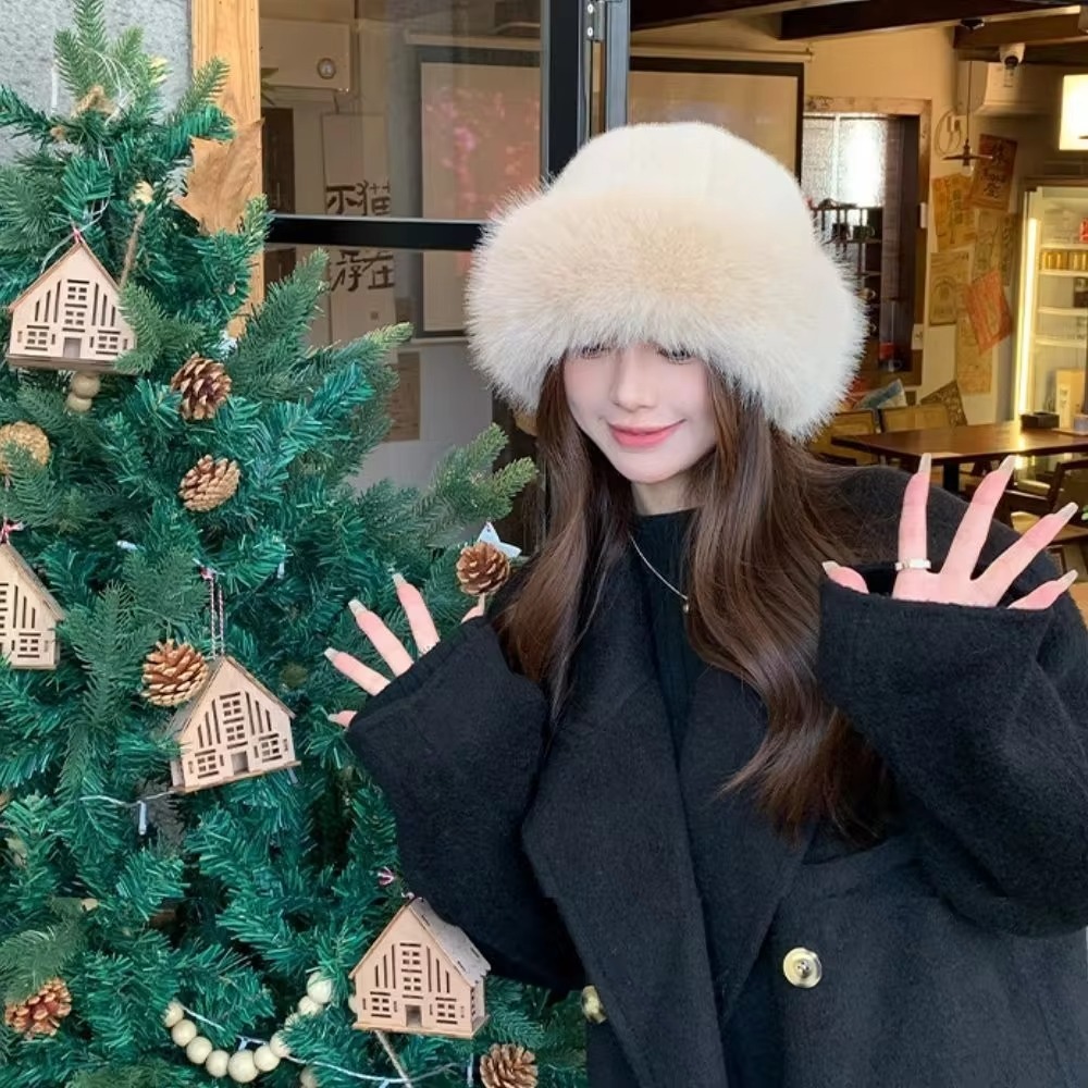Fashion Headwear Fluffy Fur Wi - Bucket Hat Women reseña y precio