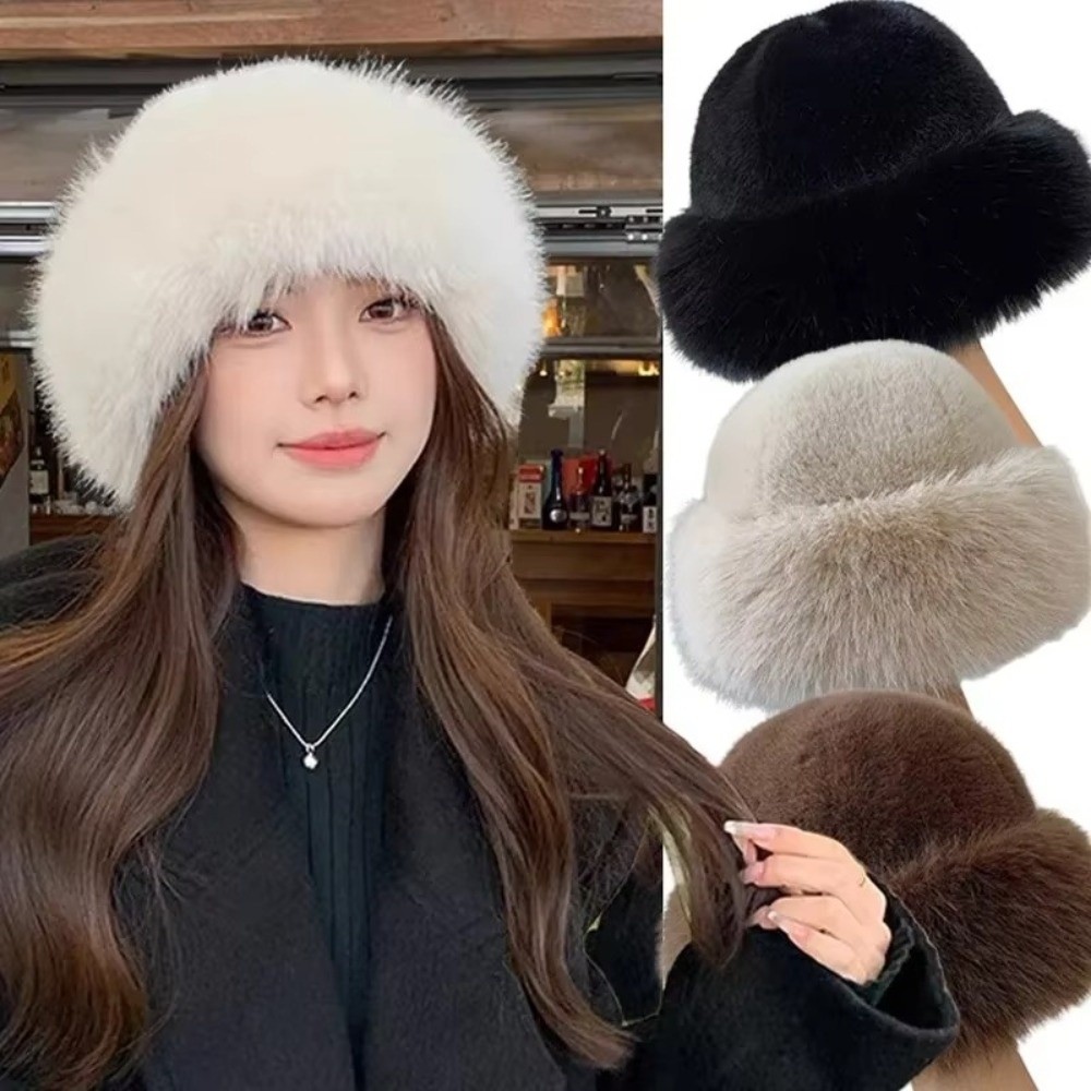 Fashion Headwear Fluffy Fur Wi - Bucket Hat Women reseña y precio