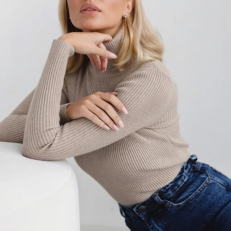 AOSSVIAO 2026 Basic Mock Neck  - Ribbed Knit Sweater reseña y precio