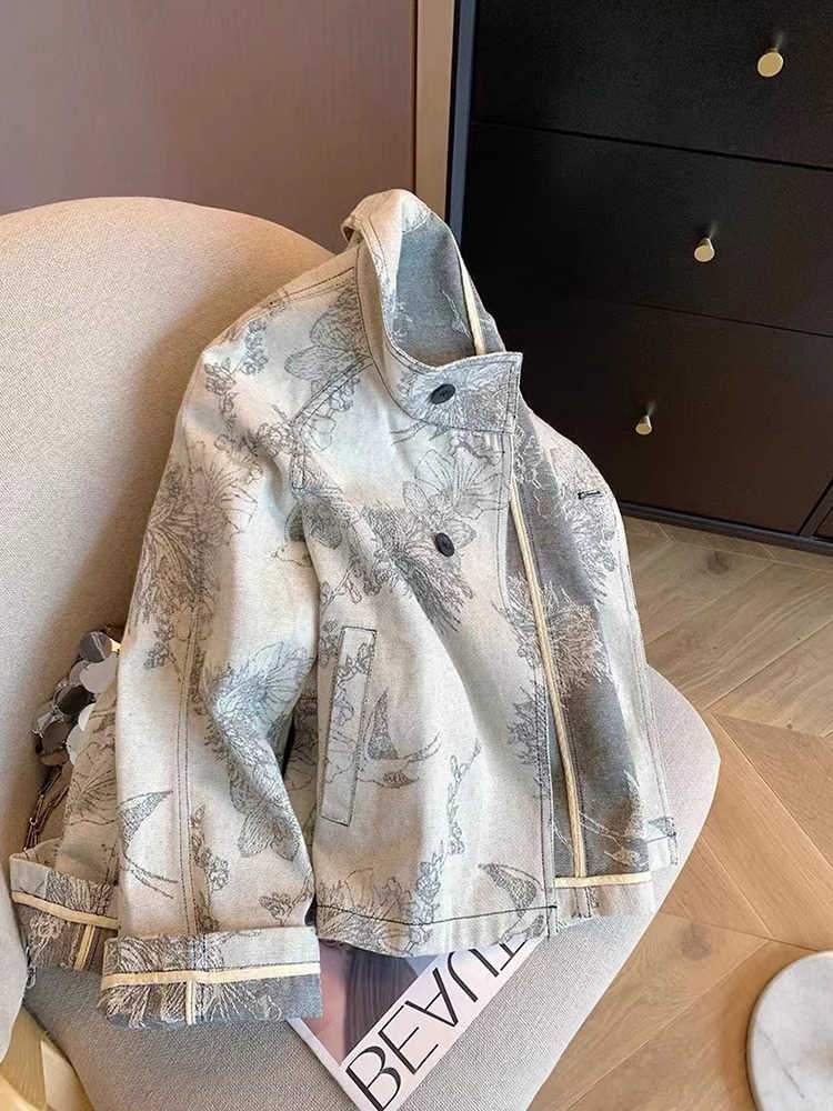 Women Light Grey Print Denim J - Women Fashion Jeans Top reseña y precio