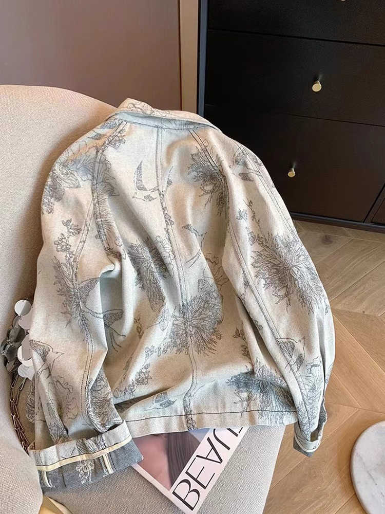 Women Light Grey Print Denim J - Women Fashion Jeans Top reseña y precio