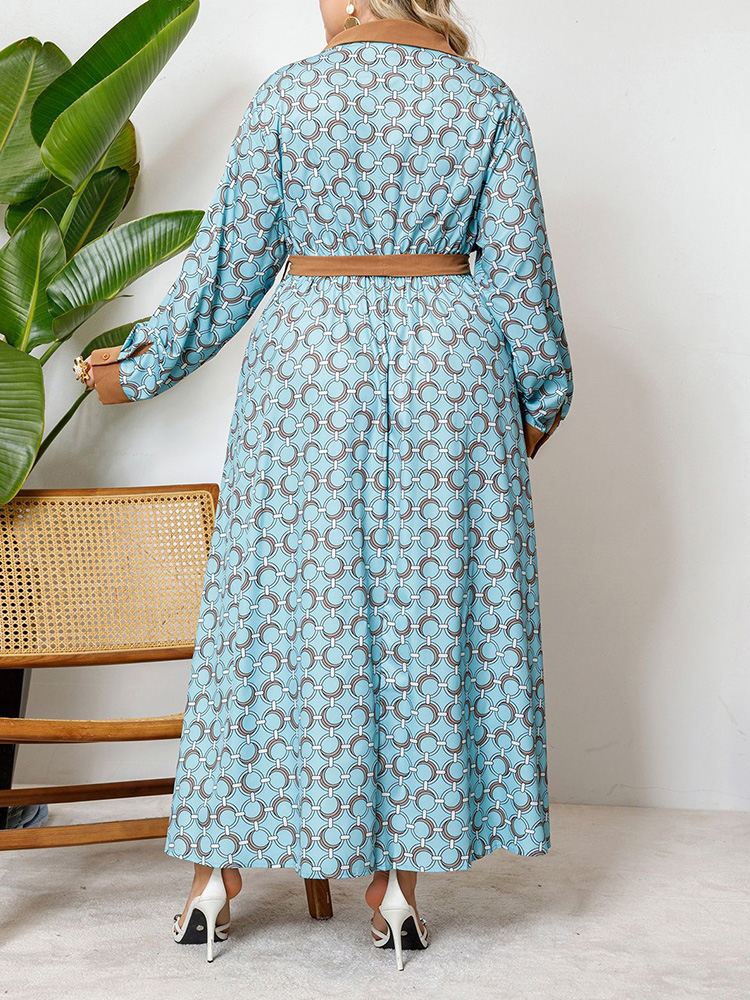 GIBSIE Plus Size Half Button P - Belted Shirt Dress reseña y precio