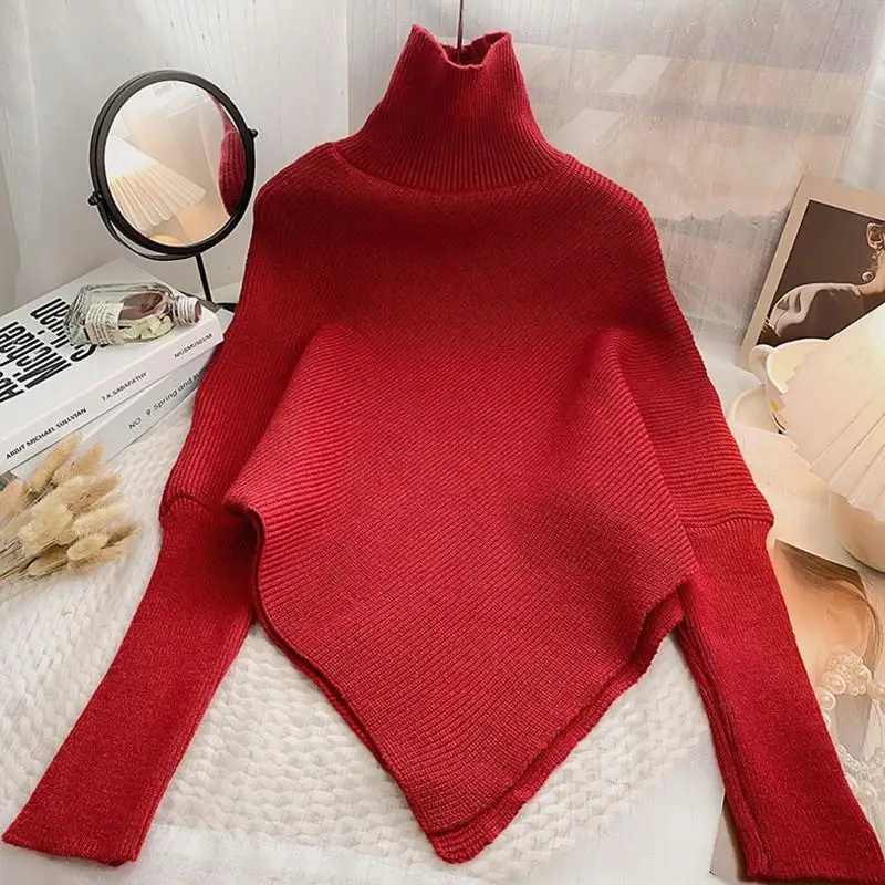 Asymmetric Knit Poncho Sweater - Ribbed Knit Sweater reseña y precio