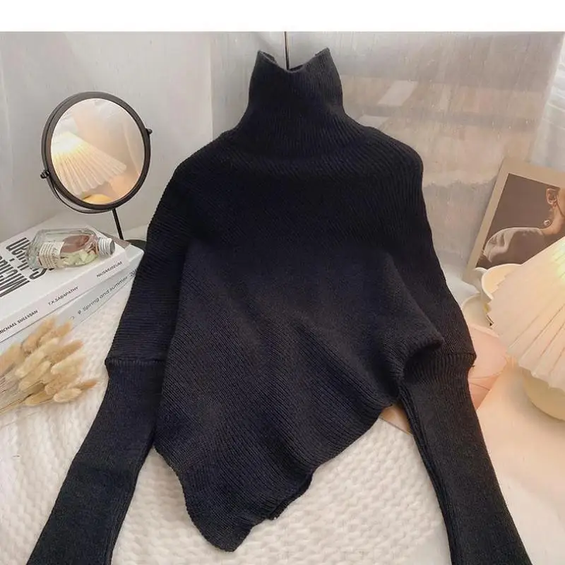 Asymmetric Knit Poncho Sweater - Ribbed Knit Sweater reseña y precio