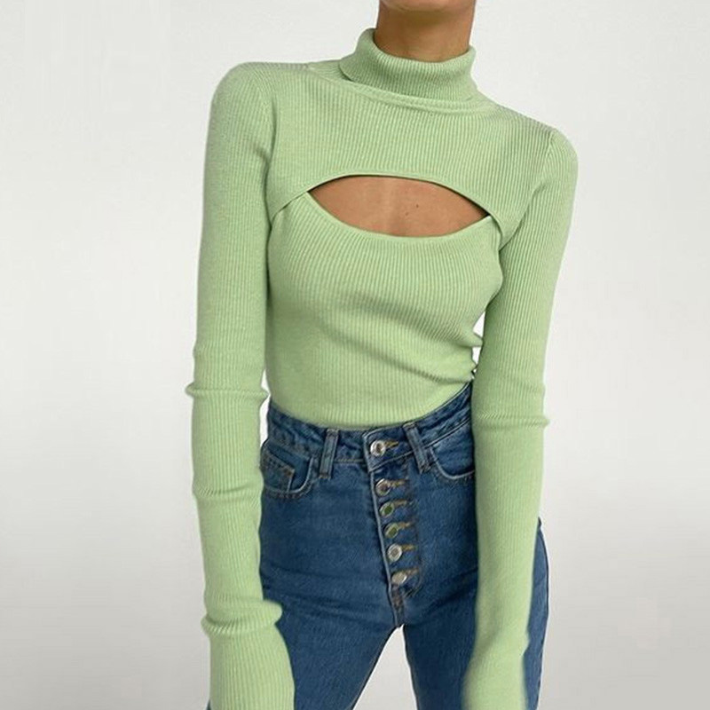 Ribbed Knitted Turtleneck Top  - Ribbed Knit Sweater reseña y precio