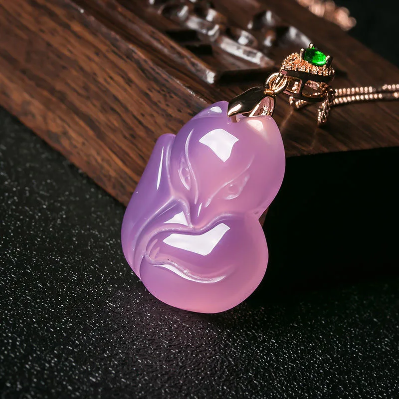 Natural Purple Agate Fox Penda - Women'S Fashion Jewellery reseña y precio