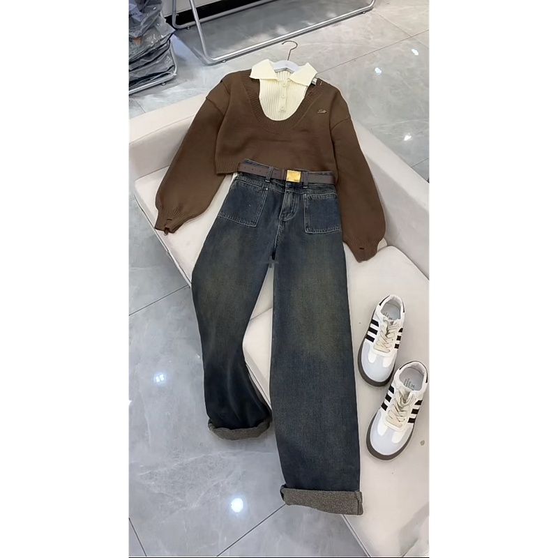 Slimming Short Knitted Top And - Women Fashion Jeans Top reseña y precio