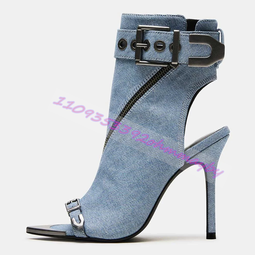 Summer Blue Denim Pointed-Toe  - Women'S Fashion Belts reseña y precio