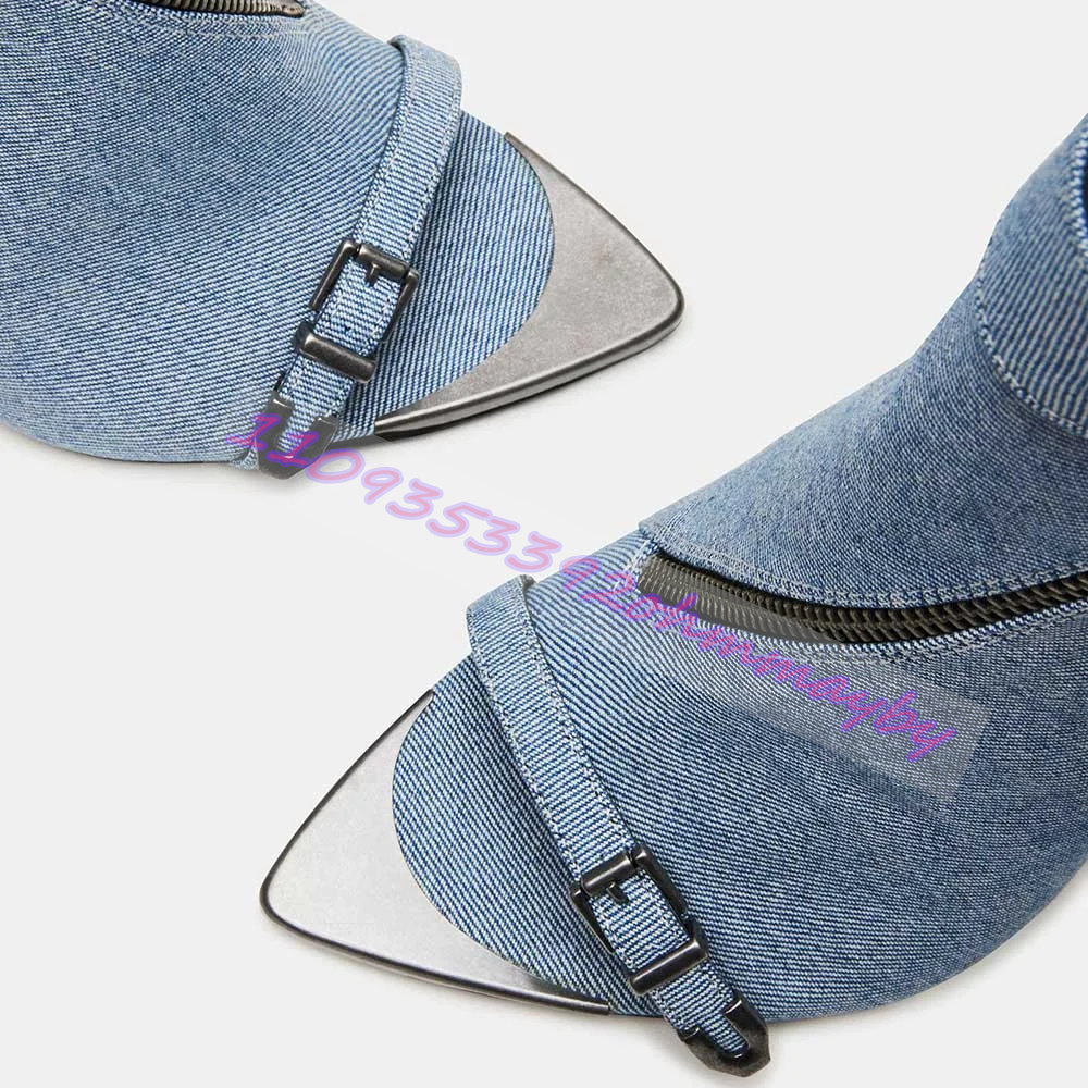 Summer Blue Denim Pointed-Toe  - Women'S Fashion Belts reseña y precio