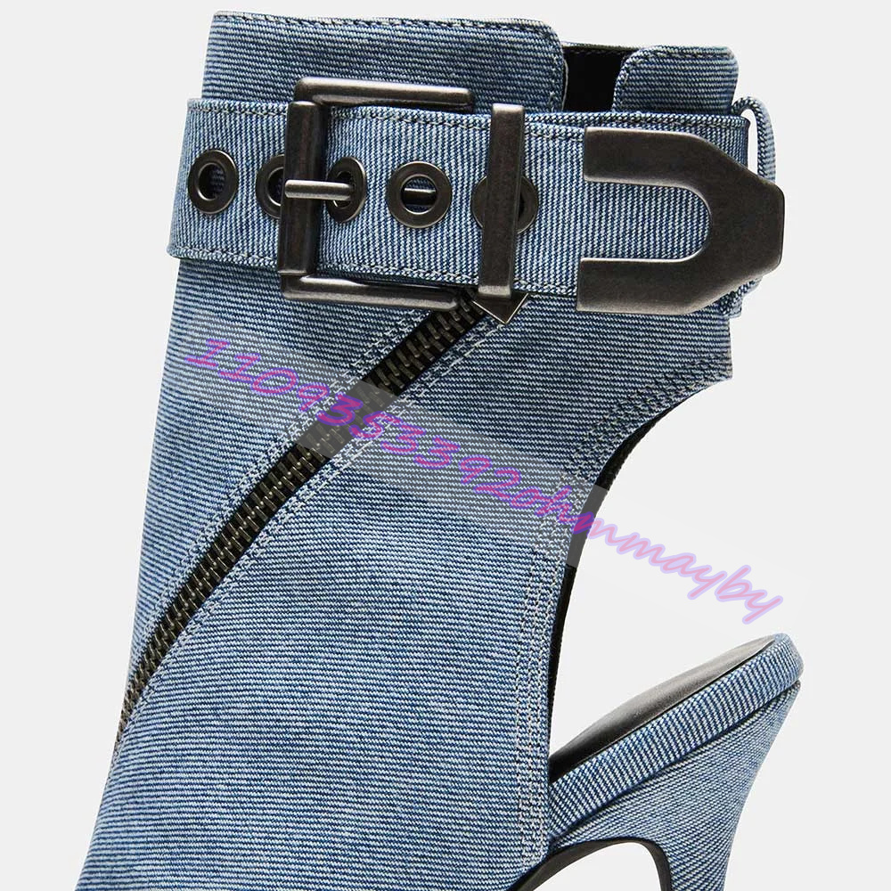 Summer Blue Denim Pointed-Toe  - Women'S Fashion Belts reseña y precio