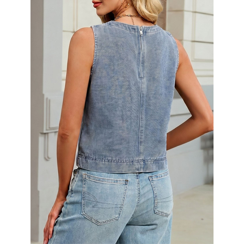 Benuynffy Casual Round Neck De - Women Fashion Jeans Top reseña y precio